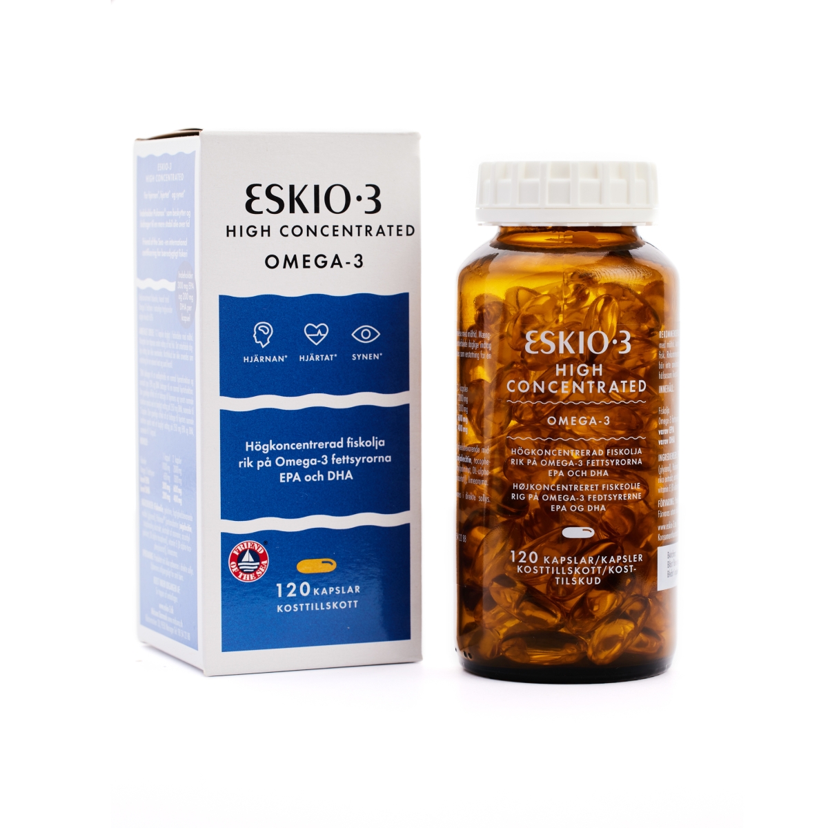 ESKIO-3 žuvų taukai HIGH CONCENTRATED OMEGA-3, 120 kapsulių - 