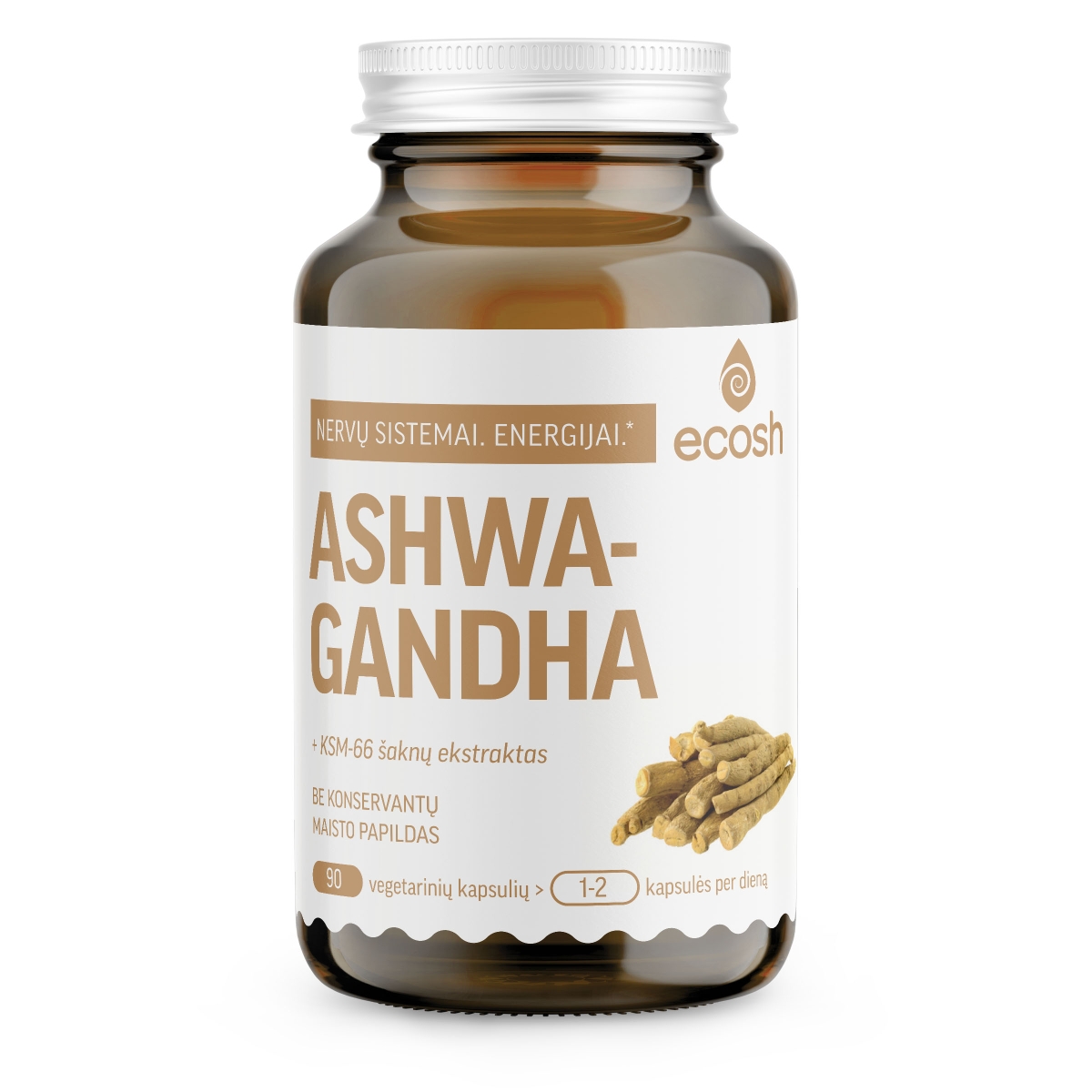 ECOSH AŠVAGANDA (ASHWAGANDHA) 500mg, 90 kapsulių - 