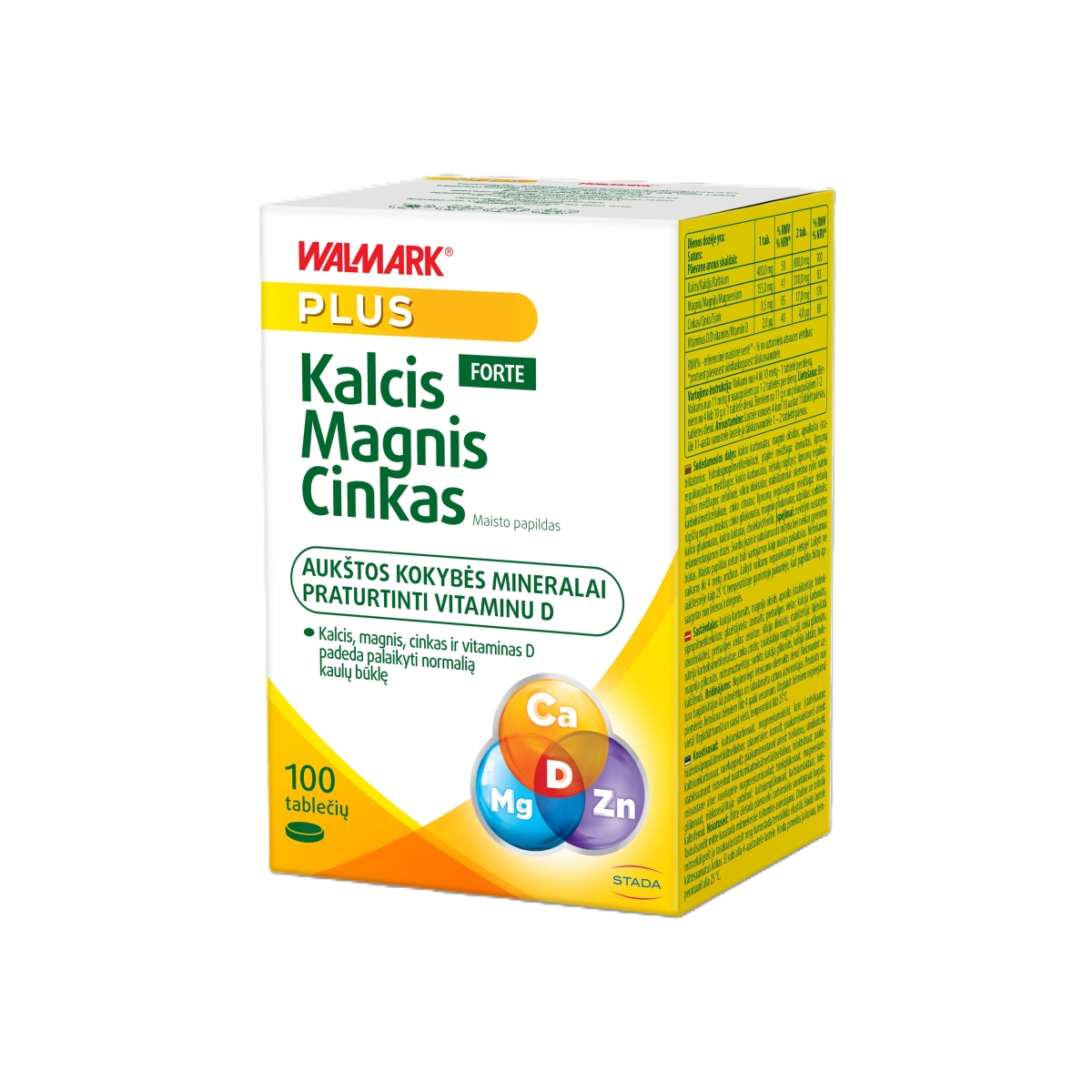 Walmark Kalcis Magnis Cinkas Forte su vitaminu D 100 tablečių - 