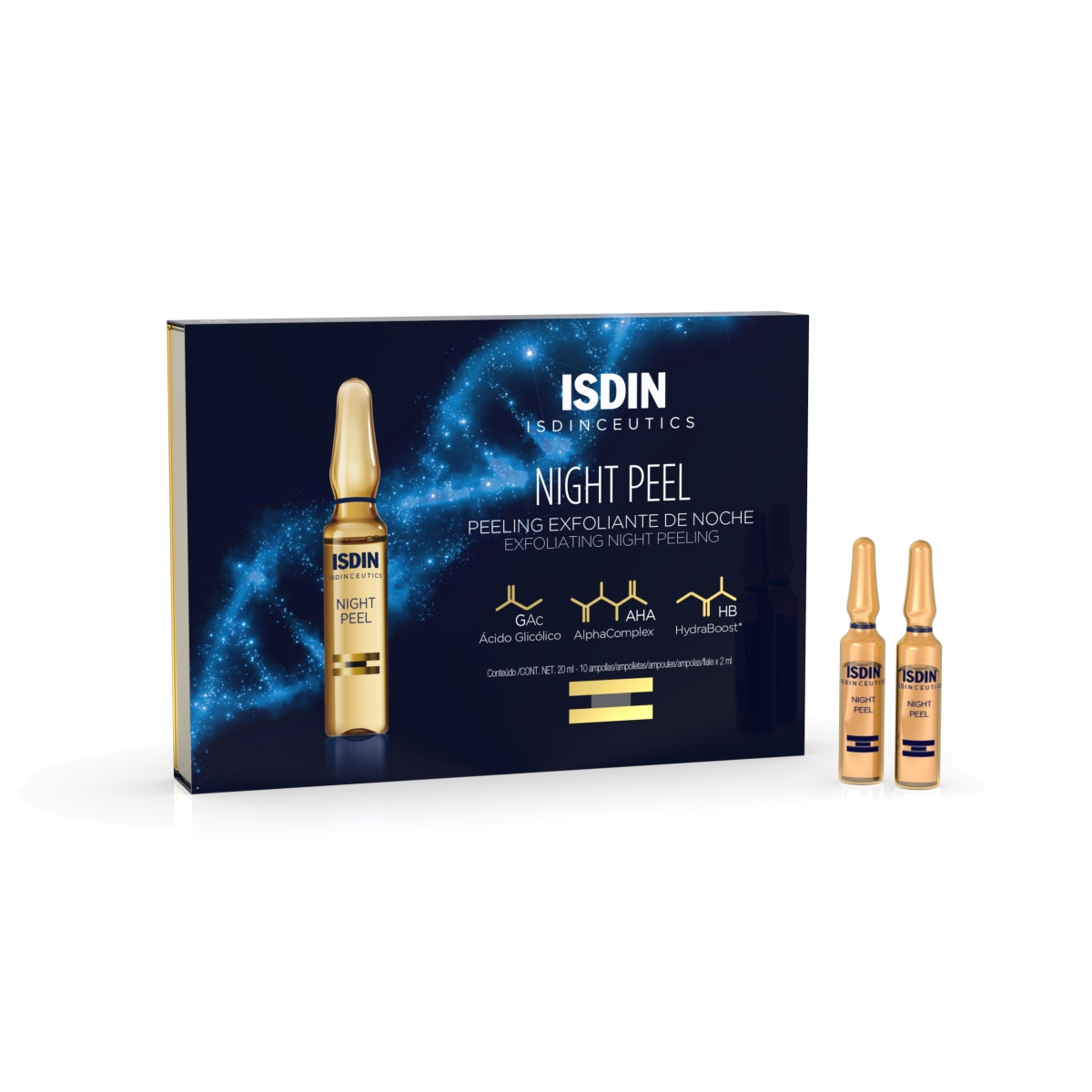 ISDIN švelnus rūgštinis veido šveitiklis ampulėse NIGHT PEEL 2ml x N10