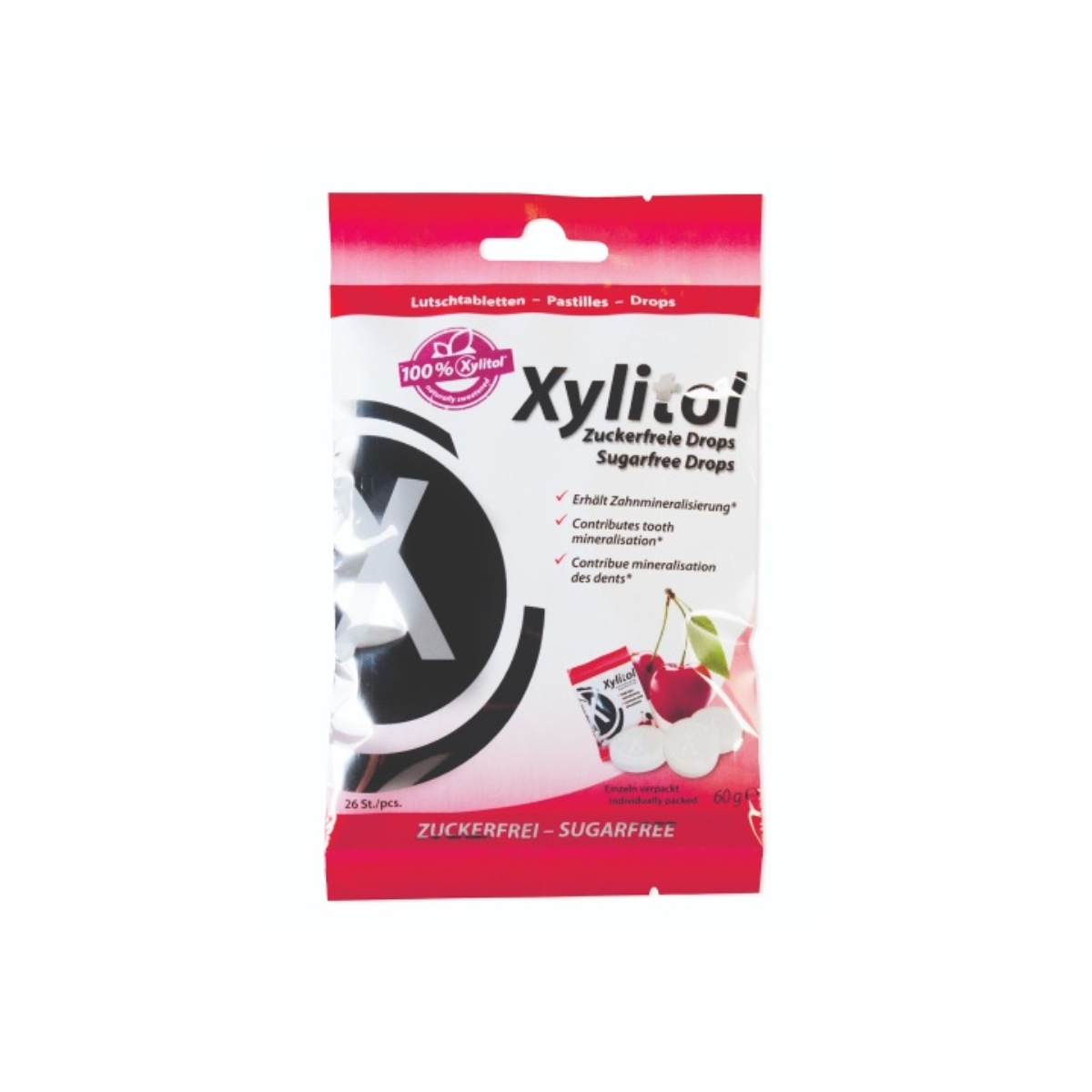 XYLITOL pastilės su ksilitoliu, vyšnių skonio, N26