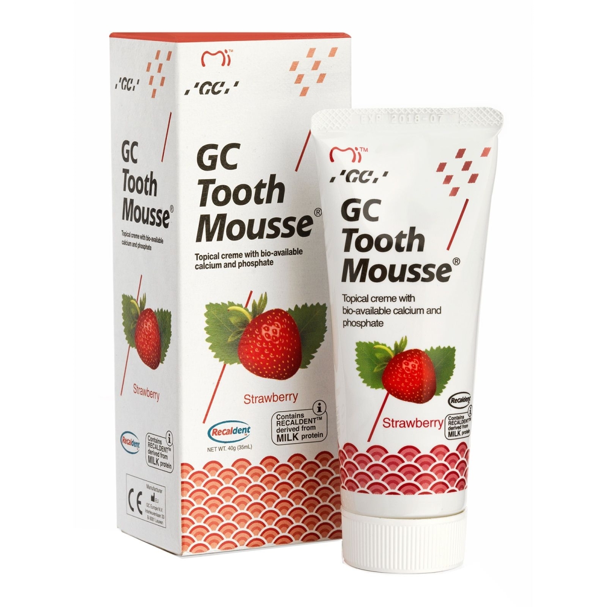 GC paviršinis dantų kremas TOOTH MOUSSE, braškių skonio, 35ml