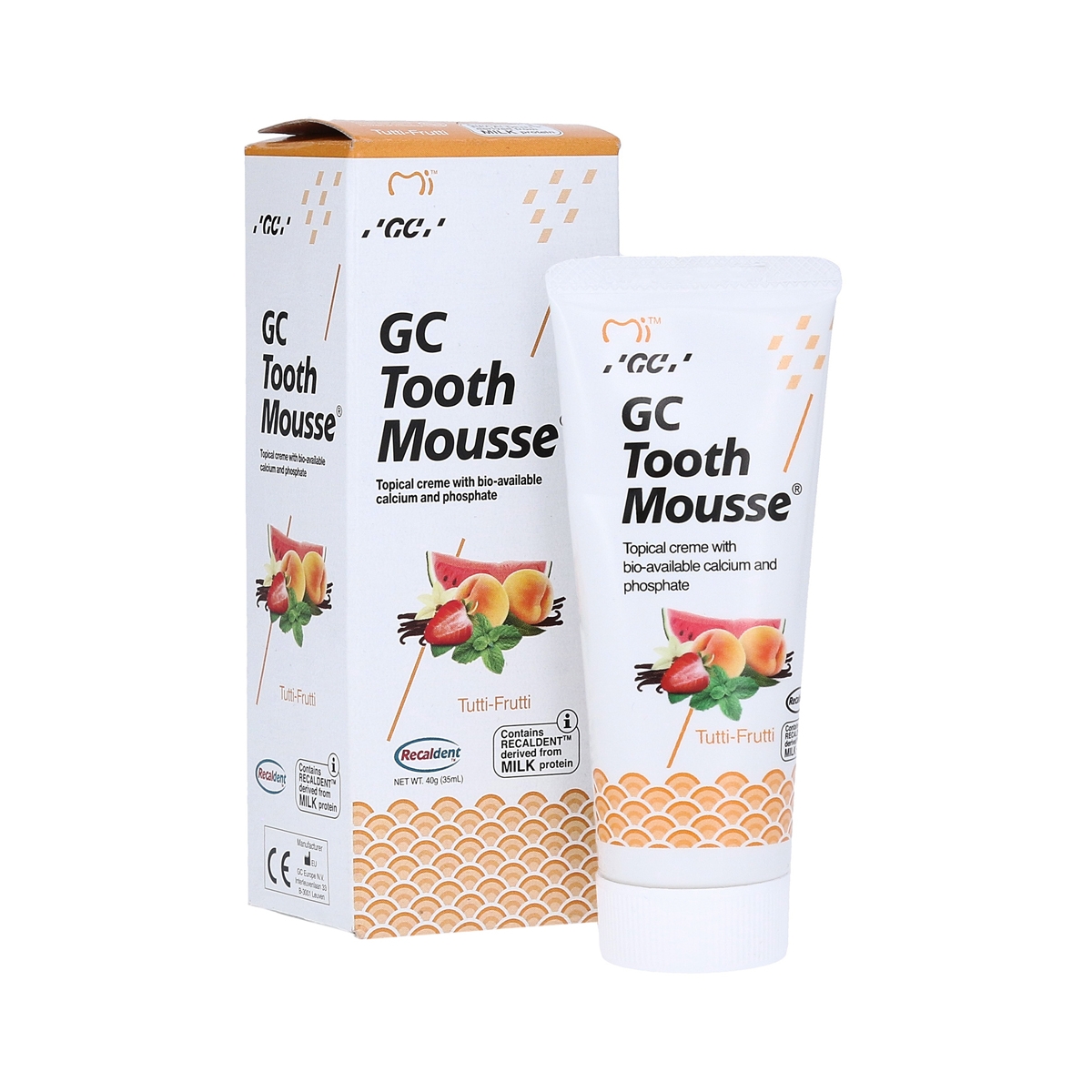 GC paviršinis dantų kremas TOOTH MOUSSE, tutti frutti skonio, 35ml - 