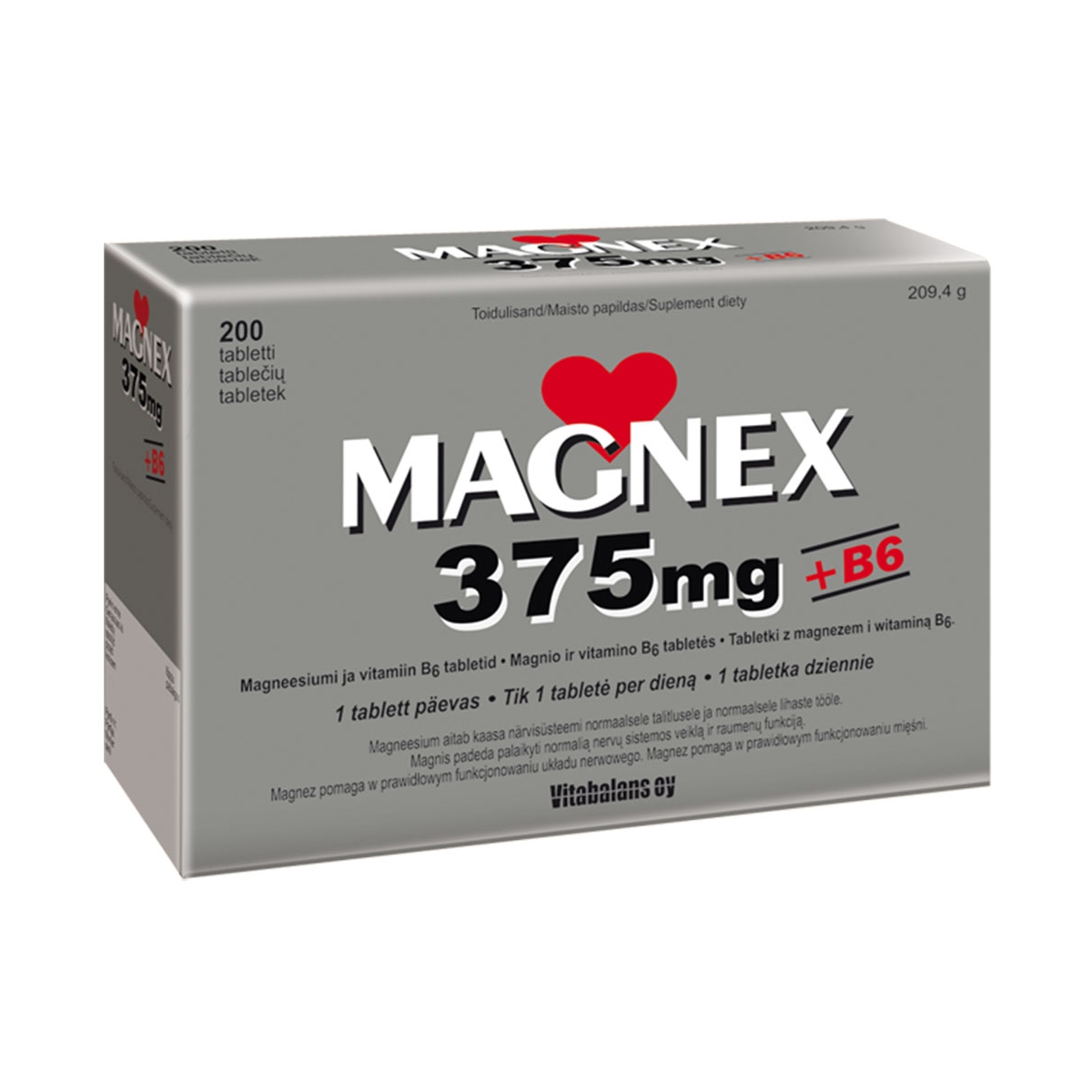 VITABALANS MAGNEX 375mg + B6 tabletės N200 - 