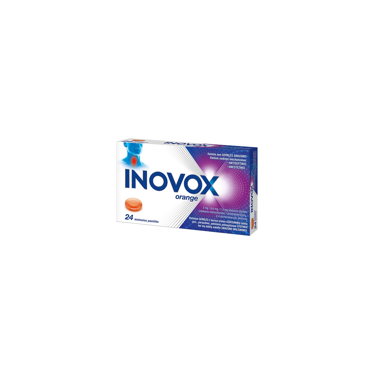 Inovox orange 2/0,6/1,2mg pastil. N24 - 