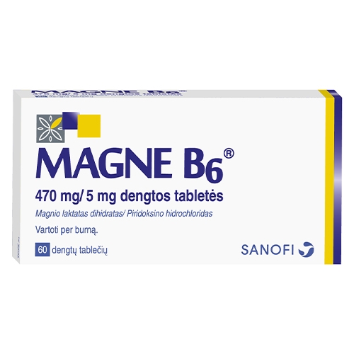 Magne B6 tab.470mg+5mg dengt. tabletės N60