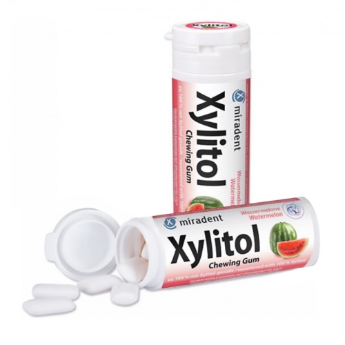 Miradent Xylitol kramtomoji guma HAGER&WERKEN, arbūzo skonio, 30 vnt