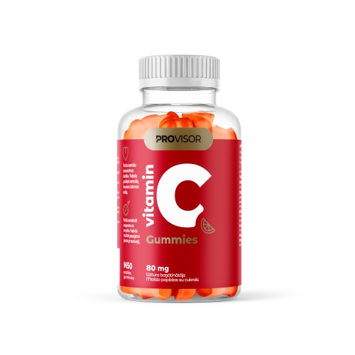 PROVISOR Vitaminas C 80 mg, guminukai IMUNITETUI, apelsinų skonio N50