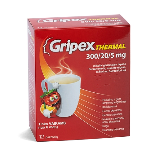 Gripex Thermal 300/20/5mg milteliai geriamam tirpalui N12