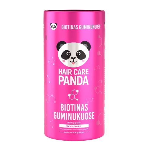 HAIR CARE PANDA Maisto papildas guminukuose BIOTINAS, 60 guminukų