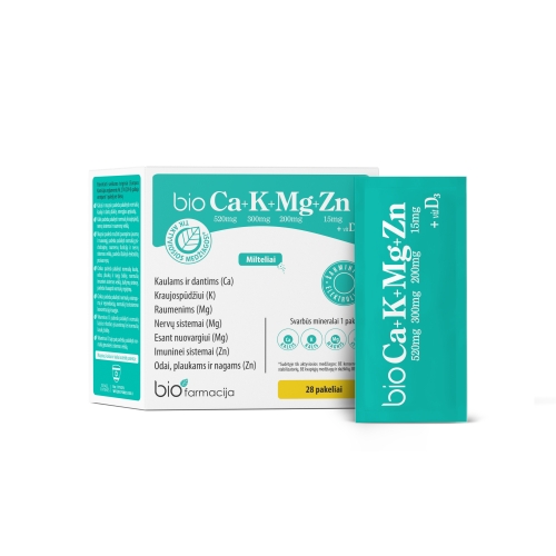 BIO Ca+K+Mg+Zn su vitaminu D3, milteliai, N28