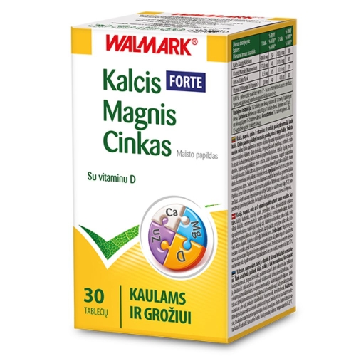 Walmark Kalcis Magnis Cinkas Forte su vitaminu D 30 tablečių