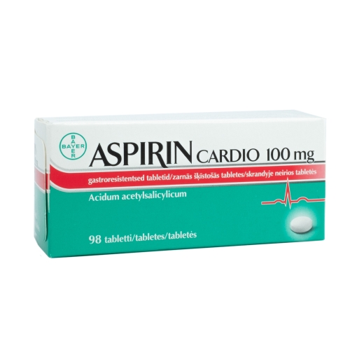 Aspirin Cardio 100mg skrandyje neirios tabletės N98