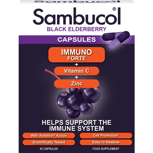 SAMBUCOL kapsulės BLACK ELDERBERY IMMUNO FORTE, N30